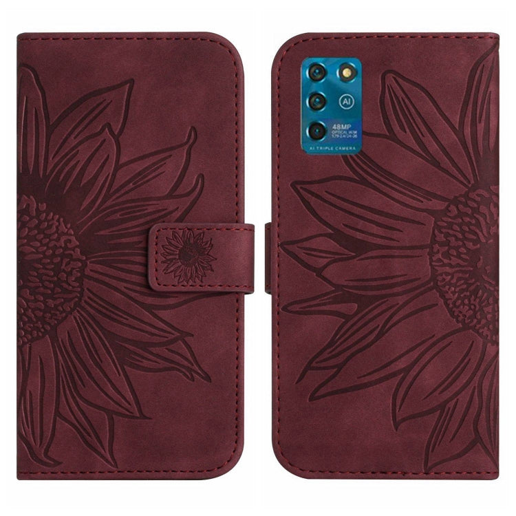 For ZTE Blade V30 Vita Skin Feel Sun Flower Pattern Flip Leather Phone Case with Lanyard