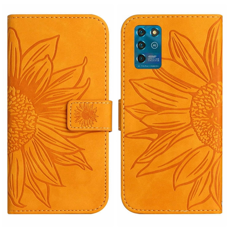 For ZTE Blade V30 Vita Skin Feel Sun Flower Pattern Flip Leather Phone Case with Lanyard