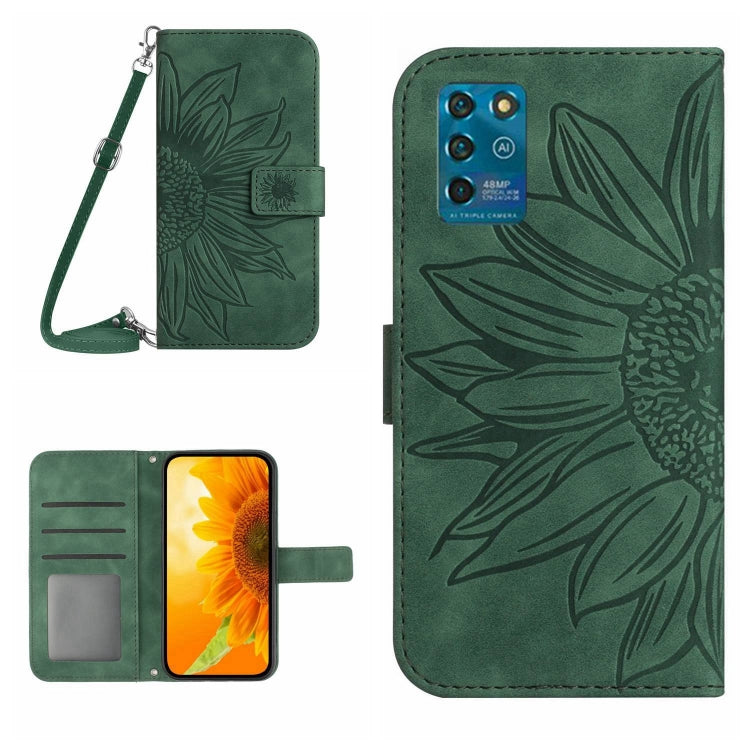 For ZTE Blade V30 Vita Skin Feel Sun Flower Pattern Flip Leather Phone Case with Lanyard