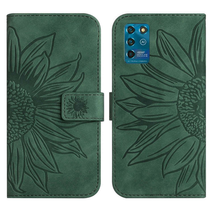 For ZTE Blade V30 Vita Skin Feel Sun Flower Pattern Flip Leather Phone Case with Lanyard