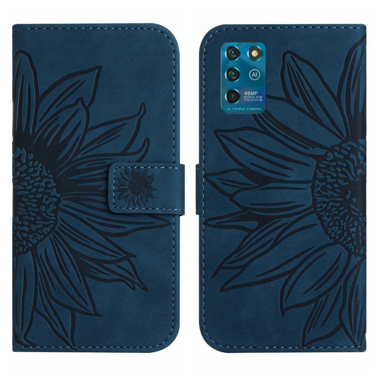 For ZTE Blade V30 Vita Skin Feel Sun Flower Pattern Flip Leather Phone Case with Lanyard