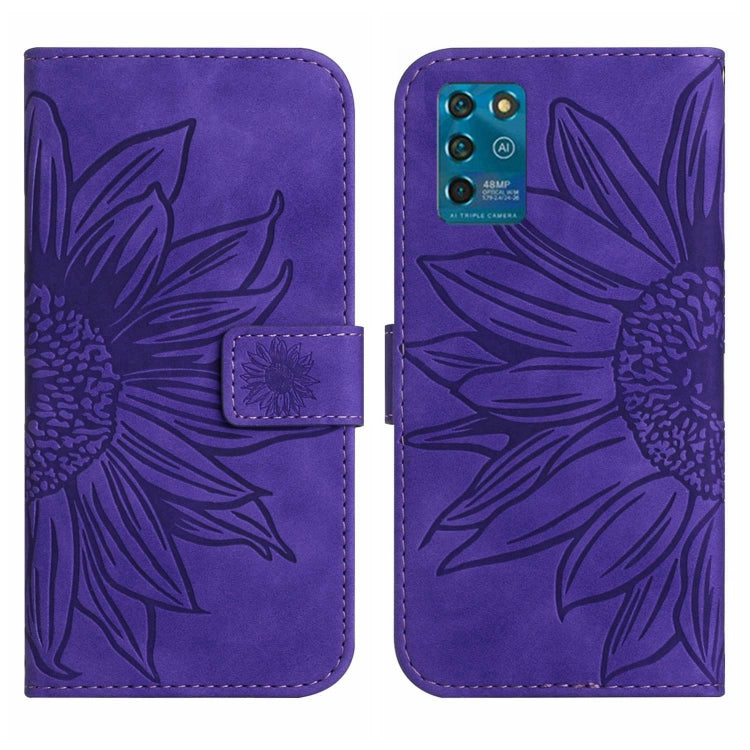 For ZTE Blade V30 Vita Skin Feel Sun Flower Pattern Flip Leather Phone Case with Lanyard
