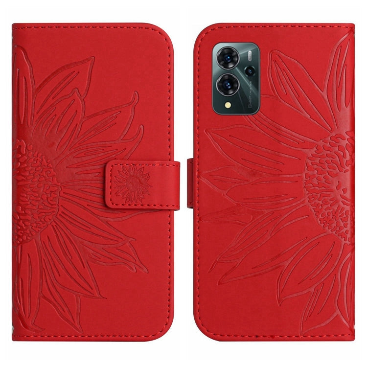 For ZTE Blade V40 Pro Skin Feel Sun Flower Pattern Flip Leather Phone Case with Lanyard