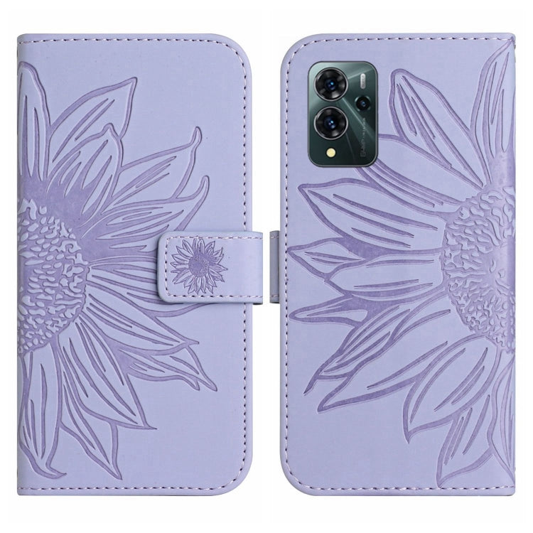 For ZTE Blade V40 Pro Skin Feel Sun Flower Pattern Flip Leather Phone Case with Lanyard