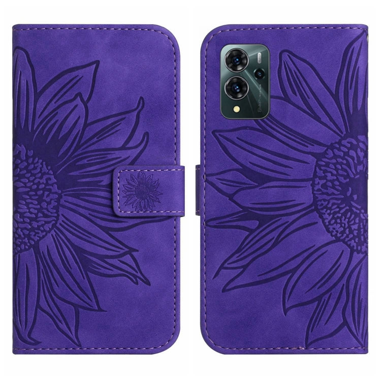 For ZTE Blade V40 Pro Skin Feel Sun Flower Pattern Flip Leather Phone Case with Lanyard