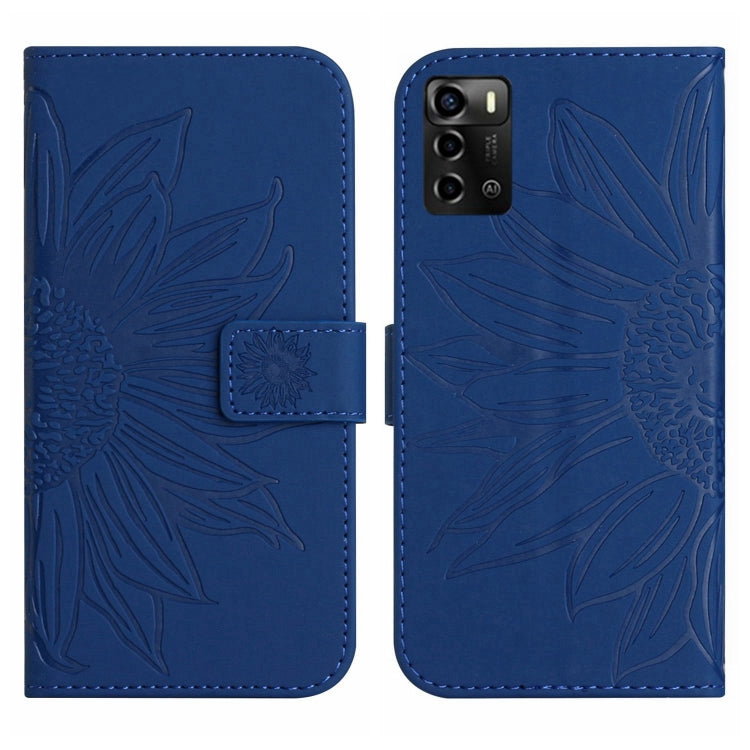 For ZTE Blade V40 Vita / A72 Skin Feel Sun Flower Pattern Flip Leather Phone Case with Lanyard