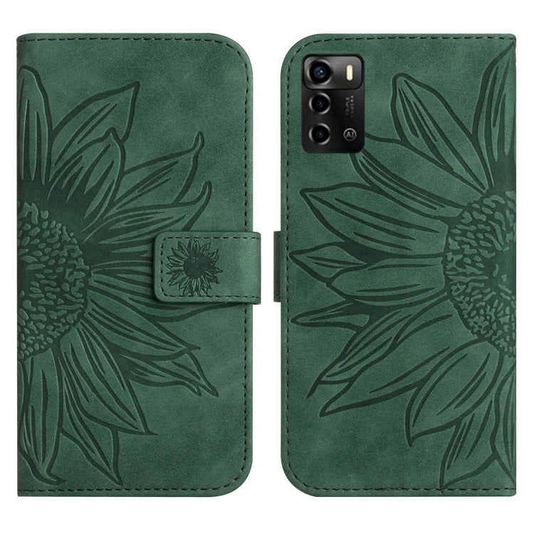 For ZTE Blade V40 Vita / A72 Skin Feel Sun Flower Pattern Flip Leather Phone Case with Lanyard