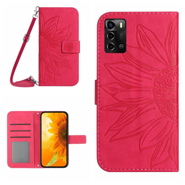 For ZTE Blade V40 Vita / A72 Skin Feel Sun Flower Pattern Flip Leather Phone Case with Lanyard