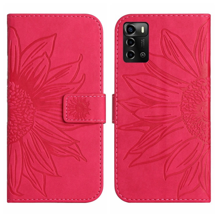 For ZTE Blade V40 Vita / A72 Skin Feel Sun Flower Pattern Flip Leather Phone Case with Lanyard