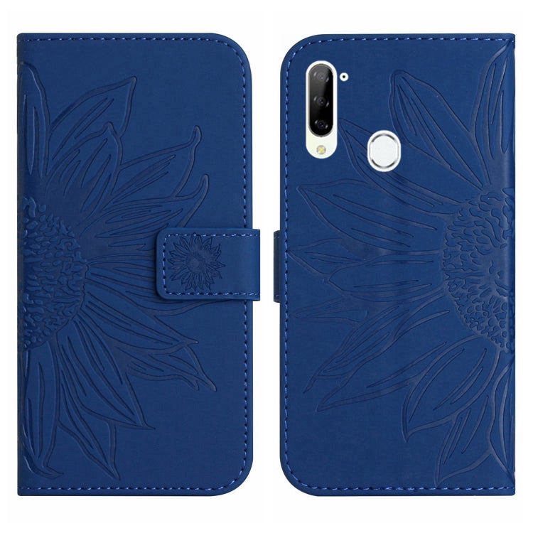 For ZTE Libero 5G Skin Feel Sun Flower Pattern Flip Leather Phone Case with Lanyard