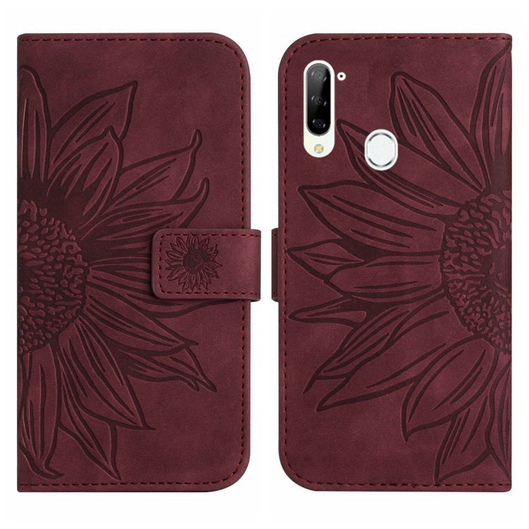 For ZTE Libero 5G Skin Feel Sun Flower Pattern Flip Leather Phone Case with Lanyard