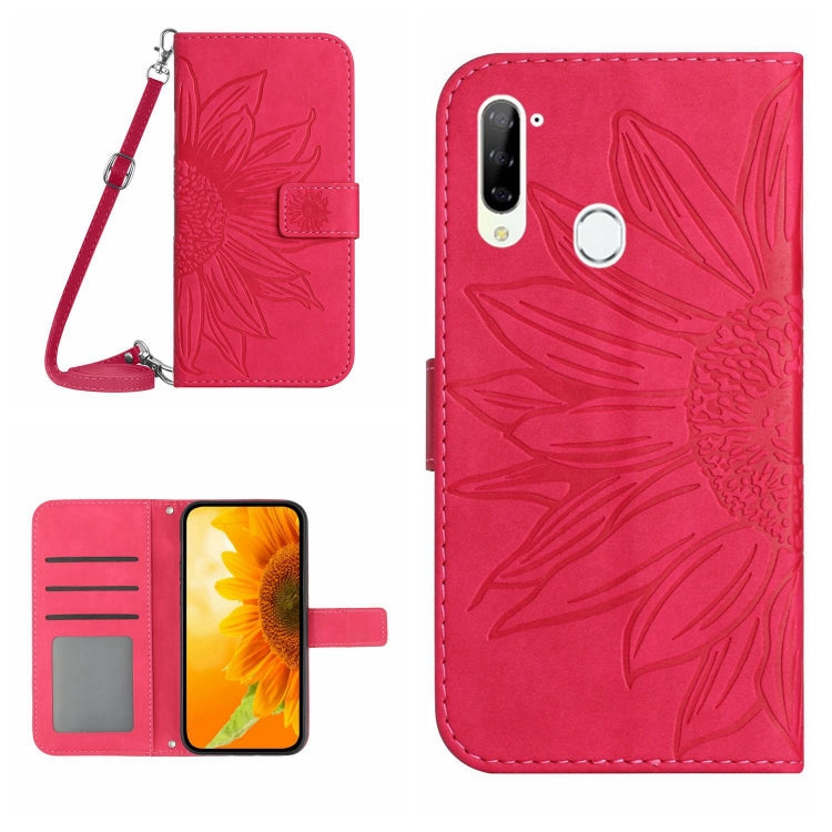 For ZTE Libero 5G Skin Feel Sun Flower Pattern Flip Leather Phone Case with Lanyard