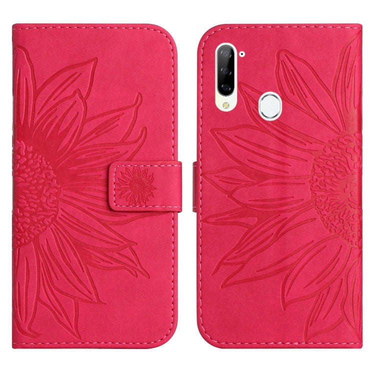 For ZTE Libero 5G Skin Feel Sun Flower Pattern Flip Leather Phone Case with Lanyard