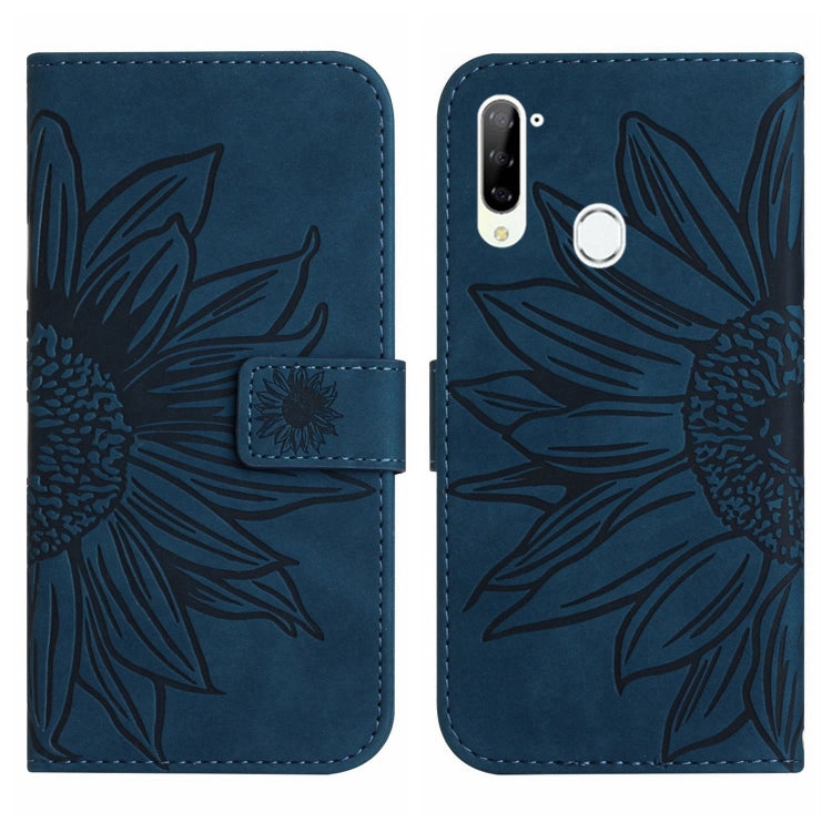For ZTE Libero 5G Skin Feel Sun Flower Pattern Flip Leather Phone Case with Lanyard