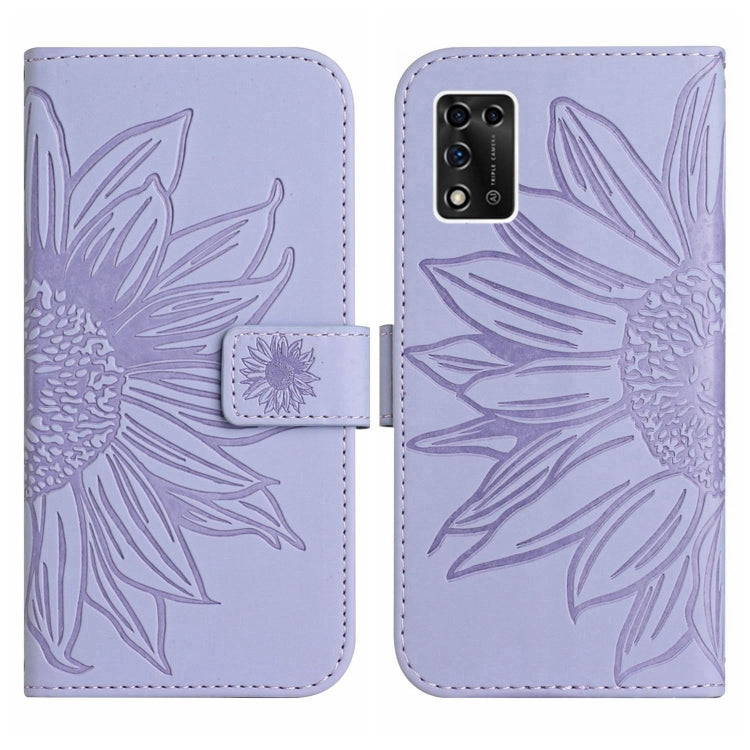 For ZTE Libero 5G II A103ZT Japan Edition Skin Feel Sun Flower Pattern Flip Leather Phone Case with Lanyard