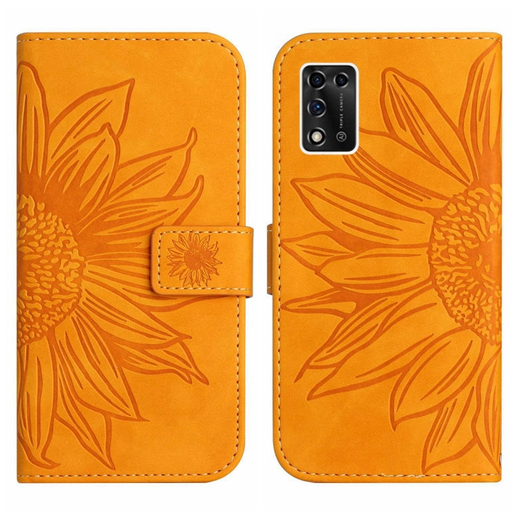 For ZTE Libero 5G II A103ZT Japan Edition Skin Feel Sun Flower Pattern Flip Leather Phone Case with Lanyard