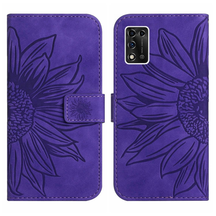 For ZTE Libero 5G II A103ZT Japan Edition Skin Feel Sun Flower Pattern Flip Leather Phone Case with Lanyard