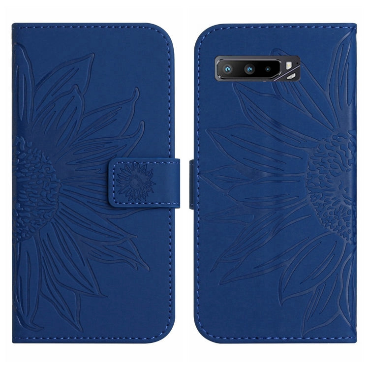 For Asus ROG Phone 3 ZS661KS Skin Feel Sun Flower Pattern Flip Leather Phone Case with Lanyard