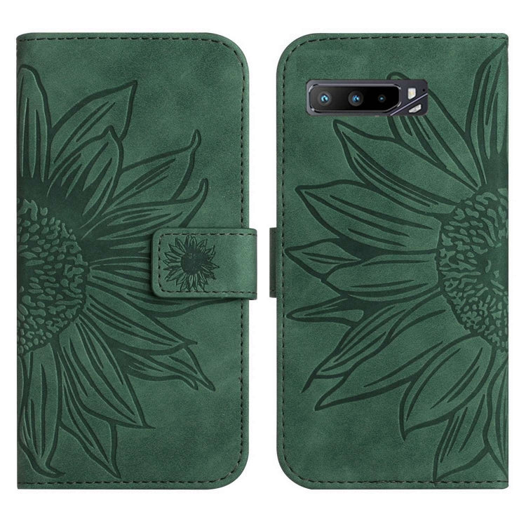 For Asus ROG Phone 3 ZS661KS Skin Feel Sun Flower Pattern Flip Leather Phone Case with Lanyard