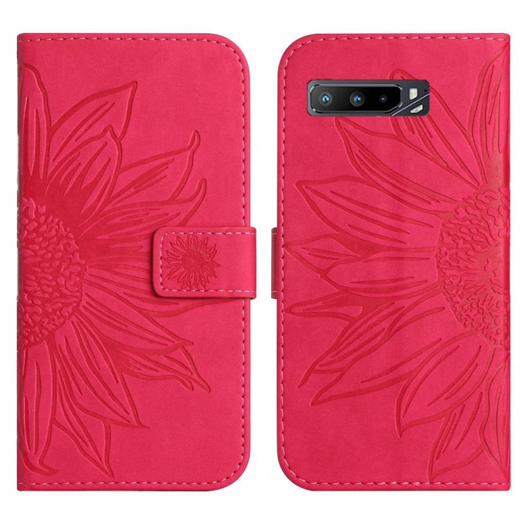 For Asus ROG Phone 3 ZS661KS Skin Feel Sun Flower Pattern Flip Leather Phone Case with Lanyard