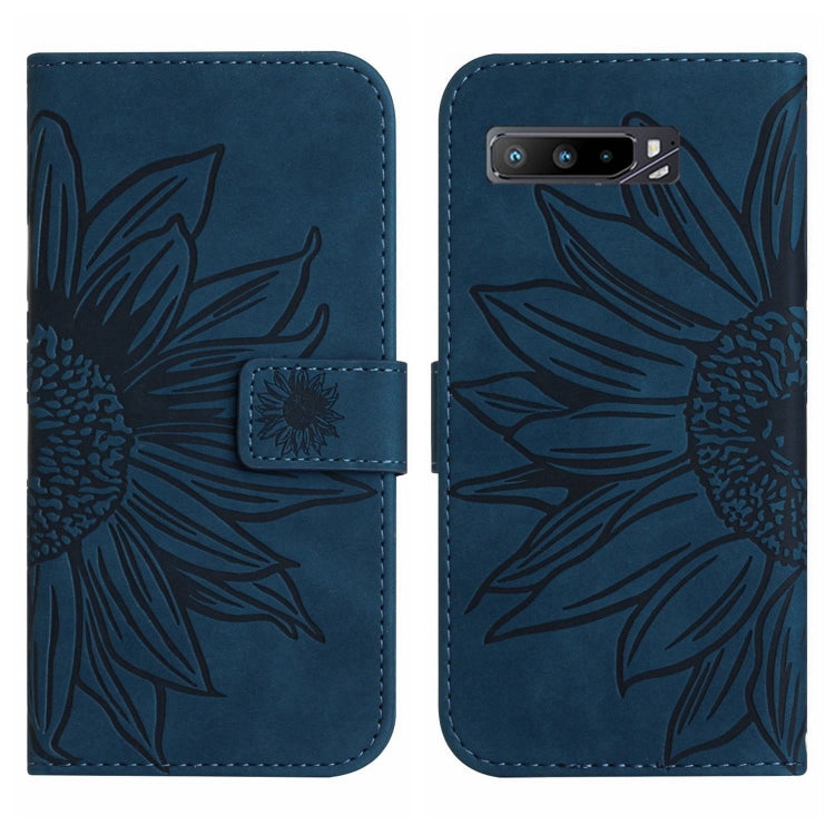 For Asus ROG Phone 3 ZS661KS Skin Feel Sun Flower Pattern Flip Leather Phone Case with Lanyard