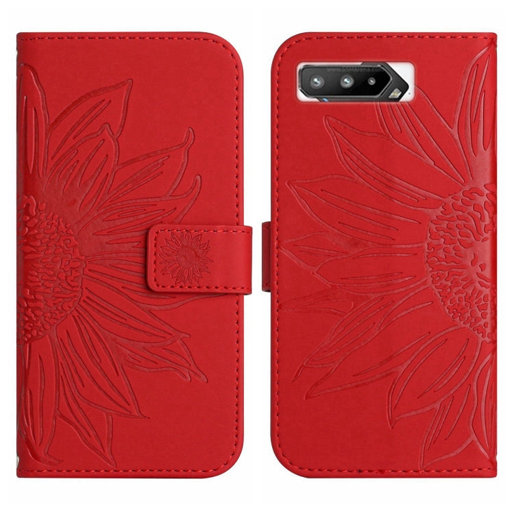 For Asus ROG Phone 5 ZS673KS Skin Feel Sun Flower Pattern Flip Leather Phone Case with Lanyard