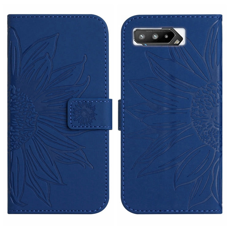 For Asus ROG Phone 5 ZS673KS Skin Feel Sun Flower Pattern Flip Leather Phone Case with Lanyard