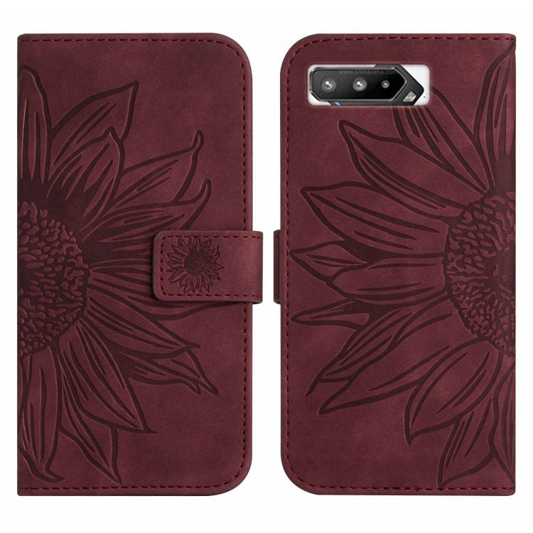 For Asus ROG Phone 5 ZS673KS Skin Feel Sun Flower Pattern Flip Leather Phone Case with Lanyard