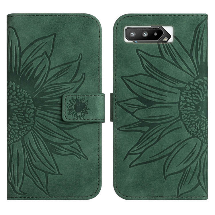 For Asus ROG Phone 5 ZS673KS Skin Feel Sun Flower Pattern Flip Leather Phone Case with Lanyard