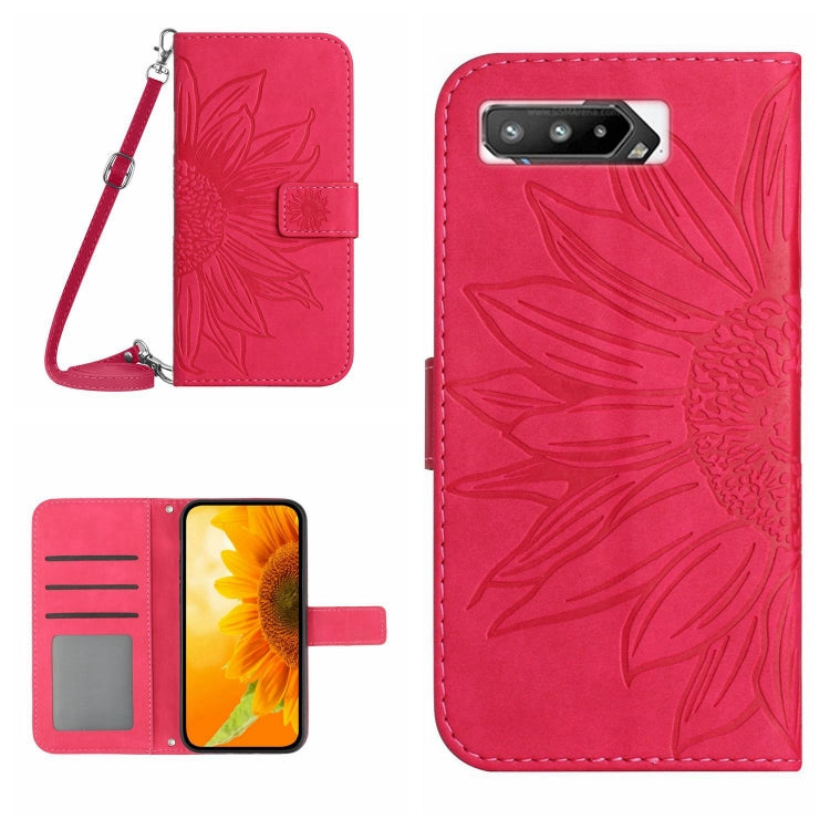 For Asus ROG Phone 5 ZS673KS Skin Feel Sun Flower Pattern Flip Leather Phone Case with Lanyard