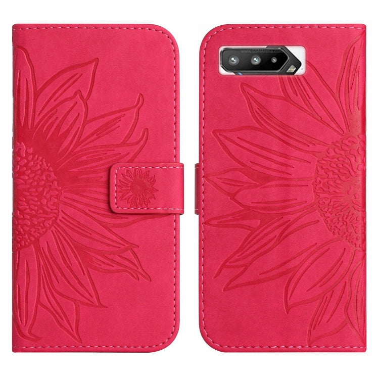 For Asus ROG Phone 5 ZS673KS Skin Feel Sun Flower Pattern Flip Leather Phone Case with Lanyard