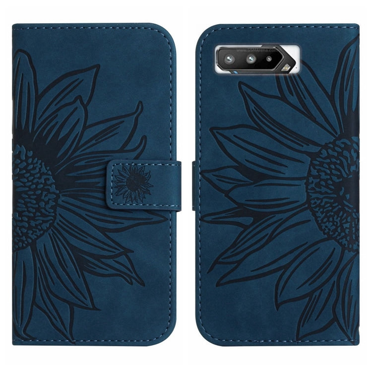 For Asus ROG Phone 5 ZS673KS Skin Feel Sun Flower Pattern Flip Leather Phone Case with Lanyard