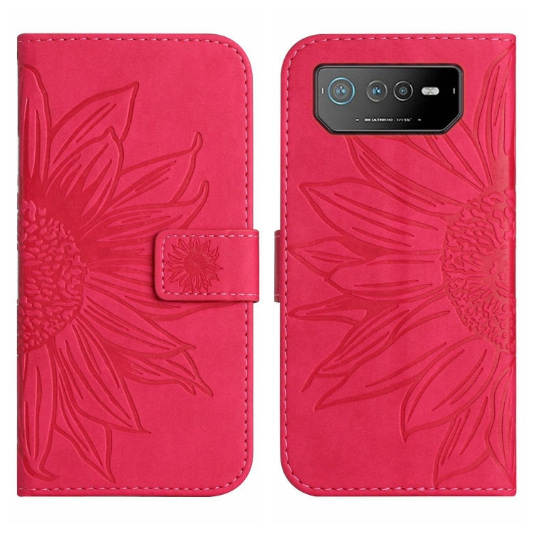 For Asus ROG Phone 6 Skin Feel Sun Flower Pattern Flip Leather Phone Case with Lanyard