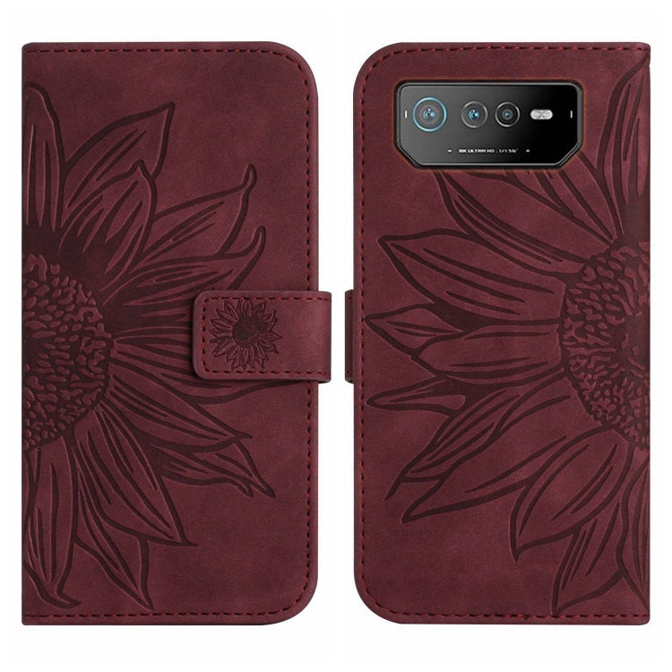 For Asus ROG Phone 6 Pro Skin Feel Sun Flower Pattern Flip Leather Phone Case with Lanyard