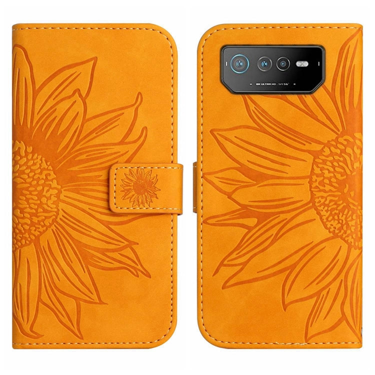 For Asus ROG Phone 6 Pro Skin Feel Sun Flower Pattern Flip Leather Phone Case with Lanyard