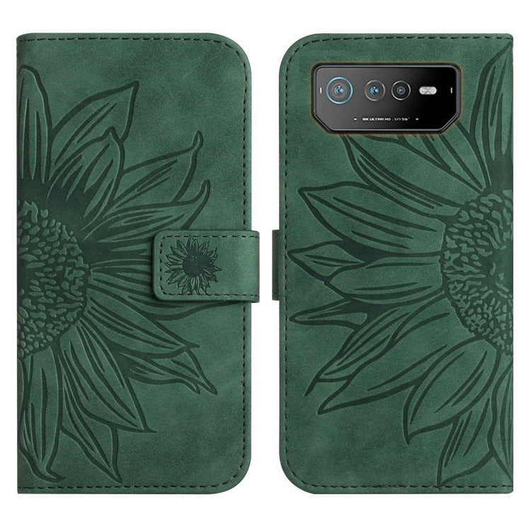 For Asus ROG Phone 6 Pro Skin Feel Sun Flower Pattern Flip Leather Phone Case with Lanyard