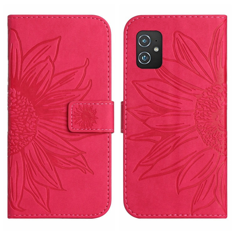 For Asus ZenFone 8 ZS590KS Skin Feel Sun Flower Pattern Flip Leather Phone Case with Lanyard