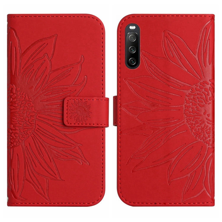 For Sony Xperia 10 III/10 III Lite Skin Feel Sun Flower Pattern Flip Leather Phone Case with Lanyard