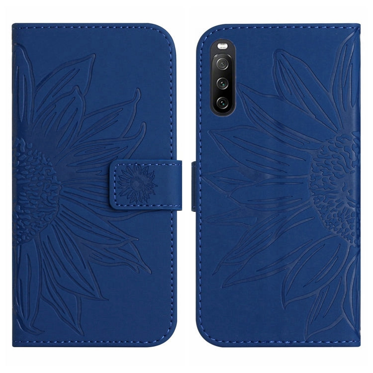 For Sony Xperia 10 III/10 III Lite Skin Feel Sun Flower Pattern Flip Leather Phone Case with Lanyard