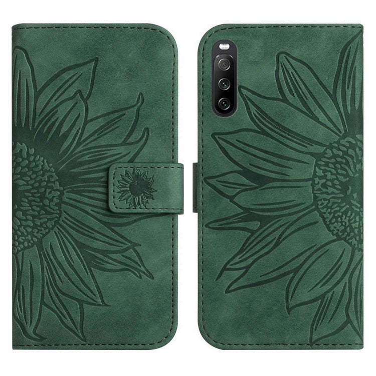 For Sony Xperia 10 III/10 III Lite Skin Feel Sun Flower Pattern Flip Leather Phone Case with Lanyard