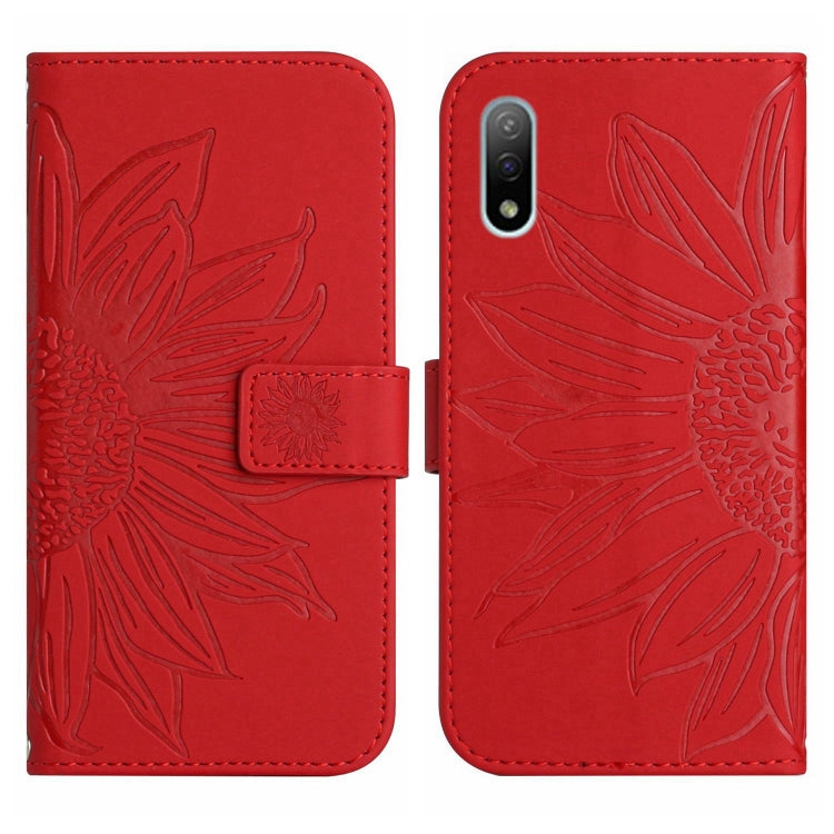 For Sony Xperia ACE II Skin Feel Sun Flower Pattern Flip Leather Phone Case with Lanyard