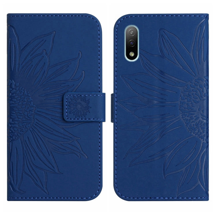 For Sony Xperia ACE II Skin Feel Sun Flower Pattern Flip Leather Phone Case with Lanyard