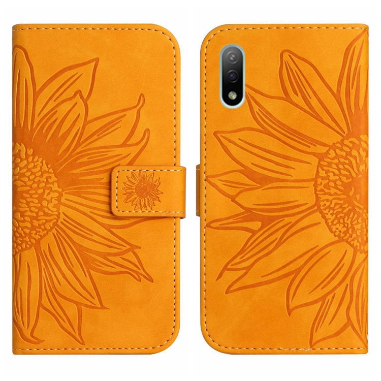 For Sony Xperia ACE II Skin Feel Sun Flower Pattern Flip Leather Phone Case with Lanyard