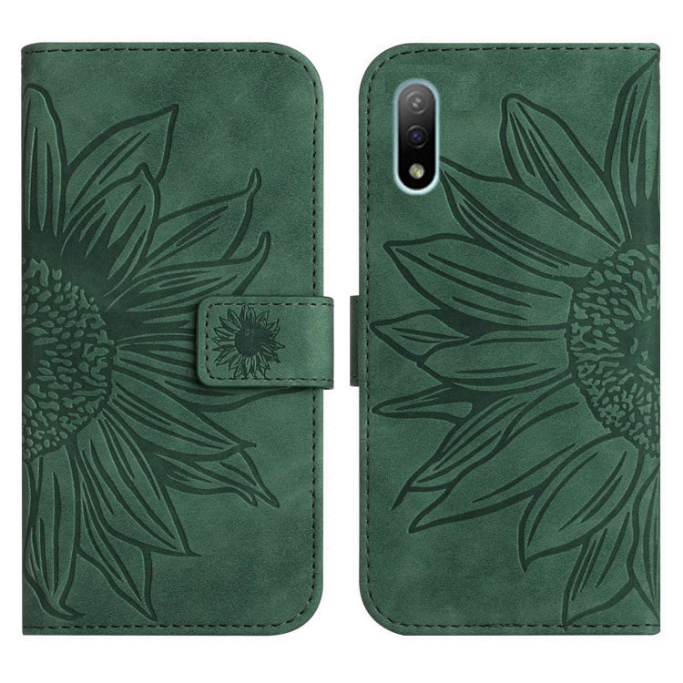 For Sony Xperia ACE II Skin Feel Sun Flower Pattern Flip Leather Phone Case with Lanyard