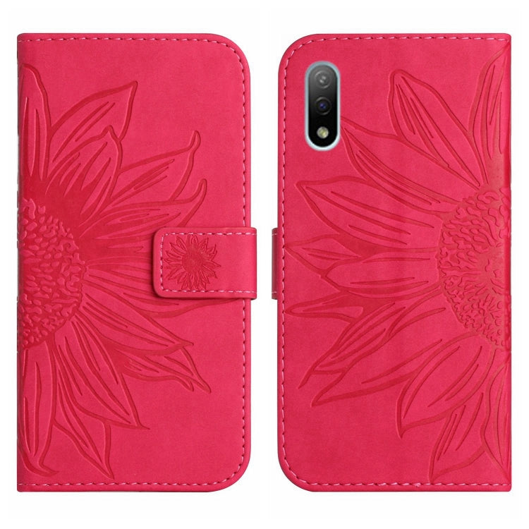 For Sony Xperia ACE II Skin Feel Sun Flower Pattern Flip Leather Phone Case with Lanyard