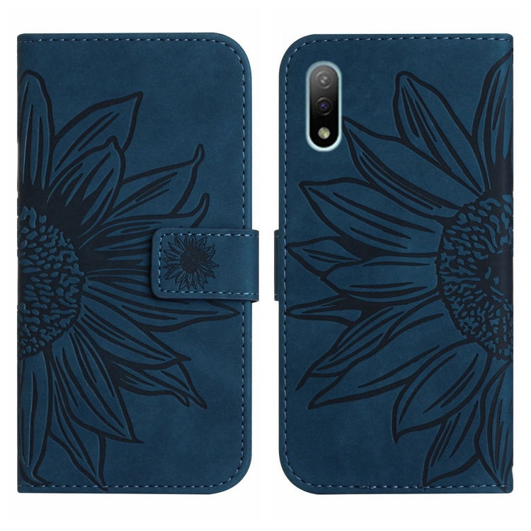 For Sony Xperia ACE II Skin Feel Sun Flower Pattern Flip Leather Phone Case with Lanyard