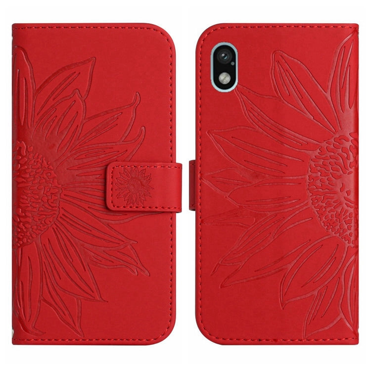 For Sony Xperia ACE III Skin Feel Sun Flower Pattern Flip Leather Phone Case with Lanyard