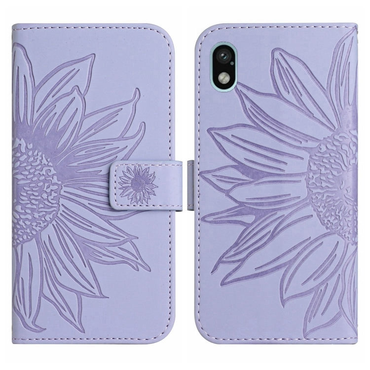 For Sony Xperia ACE III Skin Feel Sun Flower Pattern Flip Leather Phone Case with Lanyard