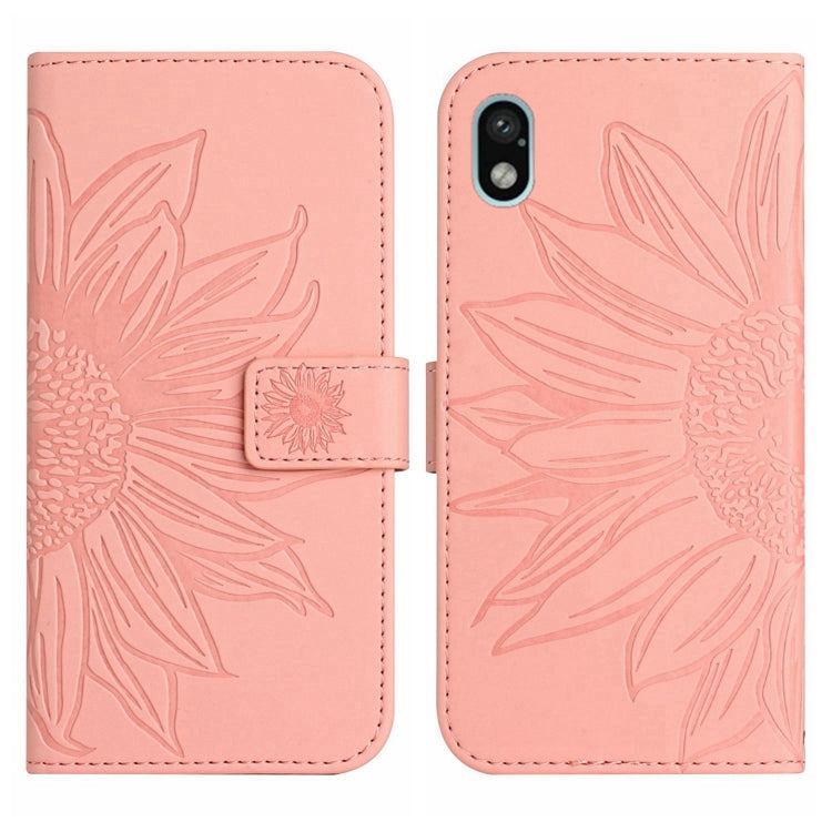 For Sony Xperia ACE III Skin Feel Sun Flower Pattern Flip Leather Phone Case with Lanyard