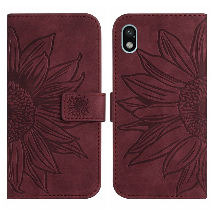 For Sony Xperia ACE III Skin Feel Sun Flower Pattern Flip Leather Phone Case with Lanyard